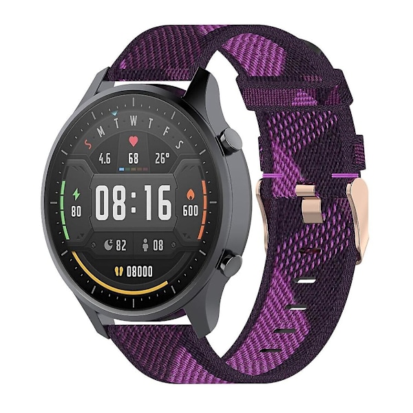 Lilla Lilla Stripete Vev Nylon Armbånd Klokkereim kompatibel med Xiaomi Mi Watch Color, Garmin Vivoactive 4