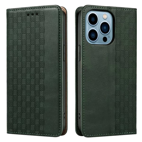 Etui til iPhone 13 Pro 6.1 grønt Flip-stativ
