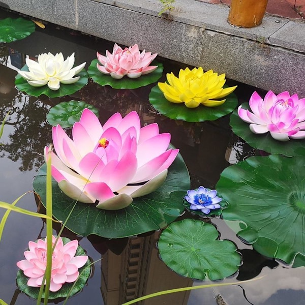 Flydende Kunstig Lotus Simulation Lotus Vandplanter Falsk Åkande til Have Dam Terrasse Dekoration Peach