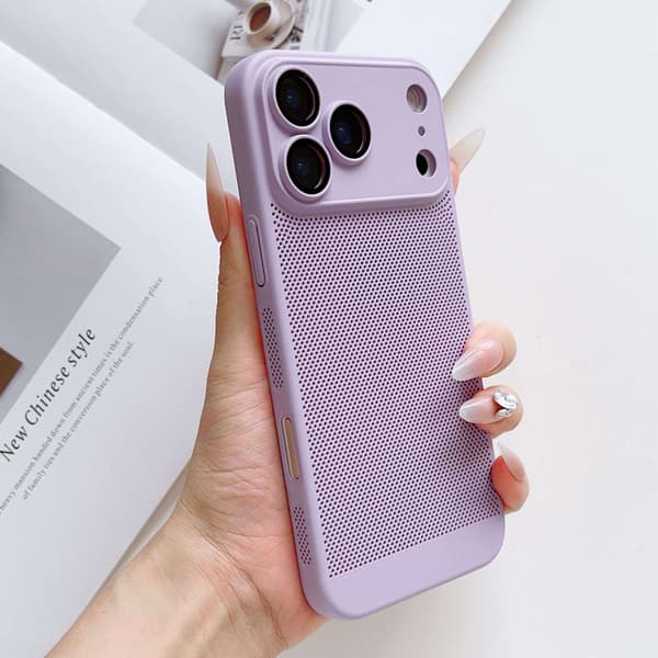 Etui til iPhone 15 Plus Skin Feel Linse Detalje Ventileret Lys Lilla