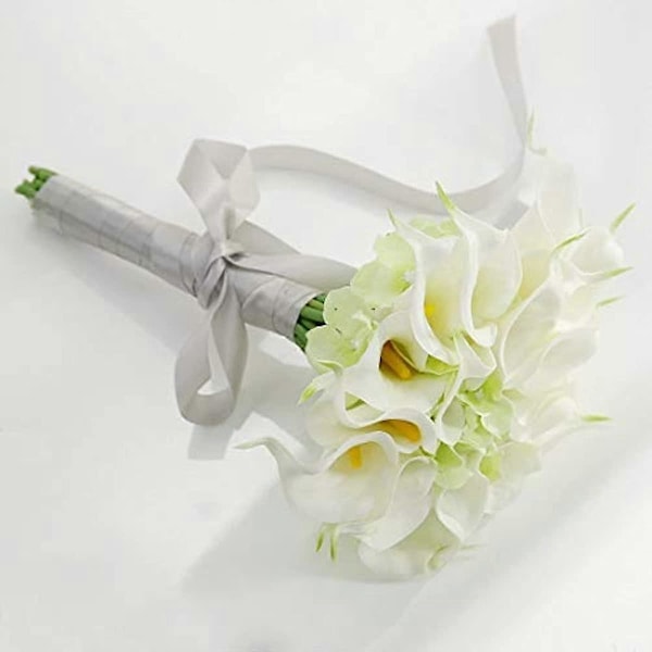12 stk. Realistiske Latex Blomster Lataex Brudebukett Bryllupsbukett Calla Liljer Kunstig Blomsterbukett for Bryllup Hjem Vasefyll Brud White