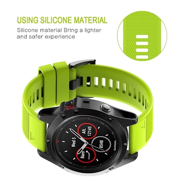 Lyseblå Lyseblå 22mm silikonerem kompatibel med Garmin epix