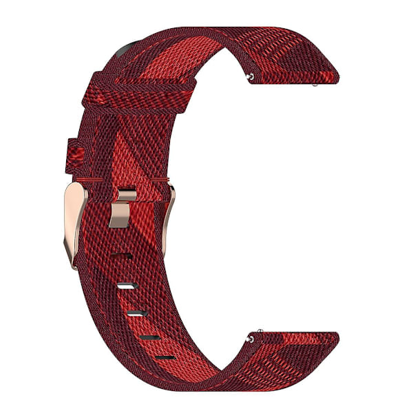 Rød Rød Stribet Vævet Nylon Armbåndsurrem kompatibel med Xiaomi Mi Watch Color, Garmin Vivoactive 4