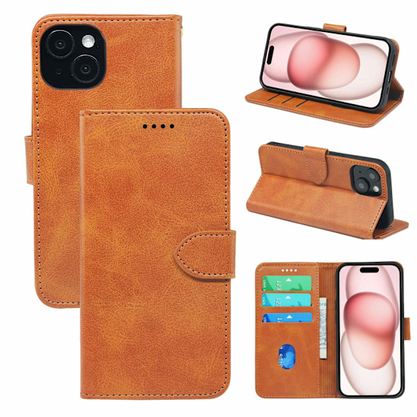 Kotelo iPhone iPhone 16:lle, keltainen vasikannahka, etusolki