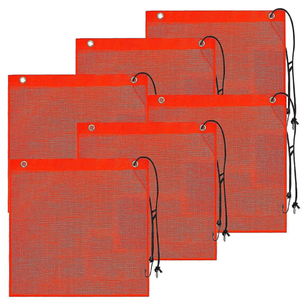 Nya 6 st 18x18 tum säkerhetsflaggor i mesh , orange varningsflagga med genomföringar