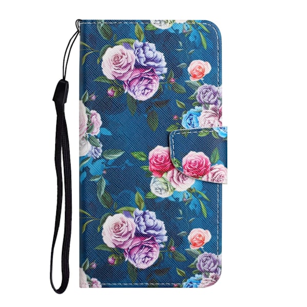 Etui til iPhone 14 Pro Max Fluorescerende Rose Malet Print Flip Wallet med Kortholder