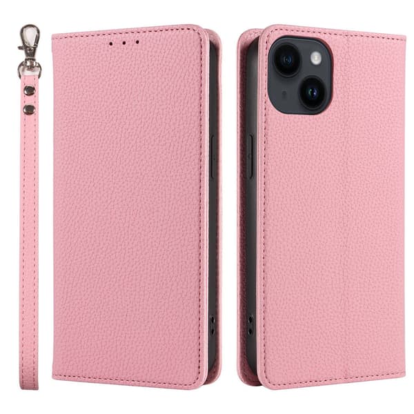 Etui til iPhone 13 Pink Pebbled Magnetisk Flip