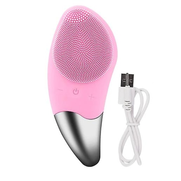 Elektrisk ansiktsrengöring i silikonborste-massager pink