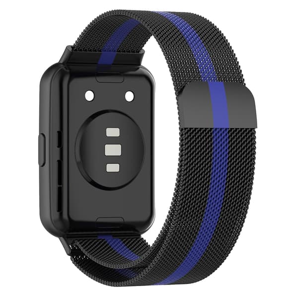 Sort Blå Sort Blå kompatibel med Huawei Watch Fit 2 Urrem i rustfrit stål