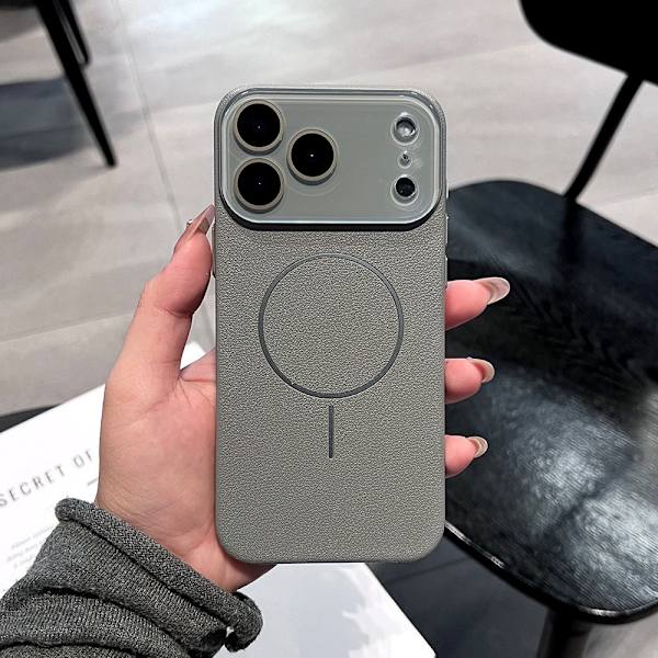 Etui til iPhone 15 Plus Magnetisk Lædertekstur Grå Noz24874