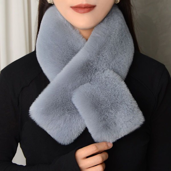 Dame falsk krage Avtakbar halv Vinter Plysj Fortykket Skjerf Beige