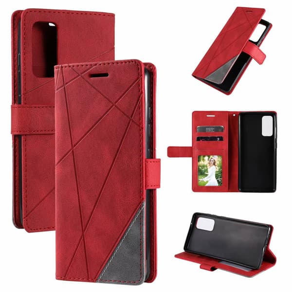 Etui til iPhone 16 Plus rød Soft-Touch Mixed Media Flip Wallet med kortholder