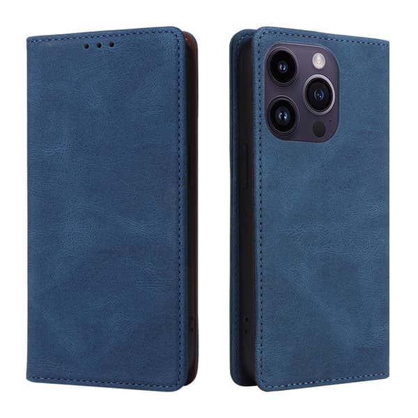 Etui til iPhone iPhone 15 blåt Enkelt Magnetisk Wallet med Kortholder