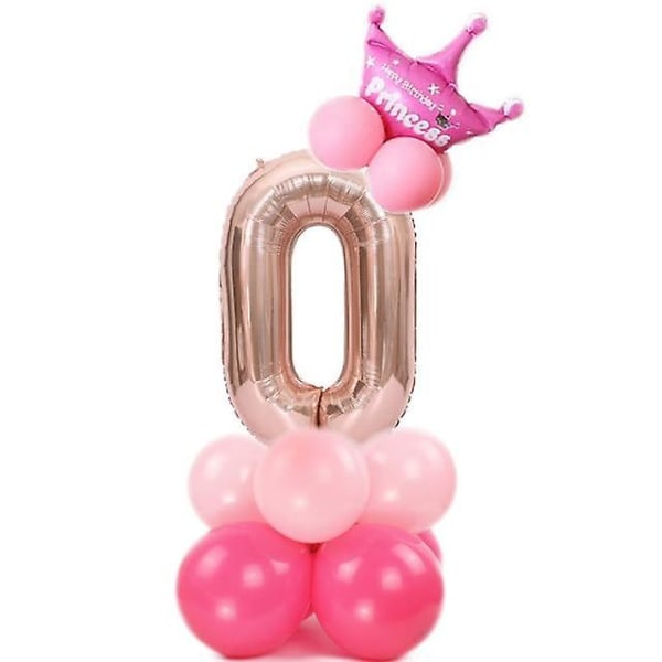 Rosa/guld digitalt nummer - helium ballong ballong för bröllopsfödelsedagsfest Pink 0