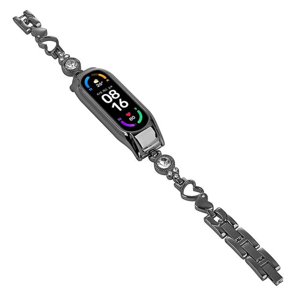 Sort Sort Hjerte-til-hjerte Diamantrem kompatibel med Xiaomi Mi Band 7