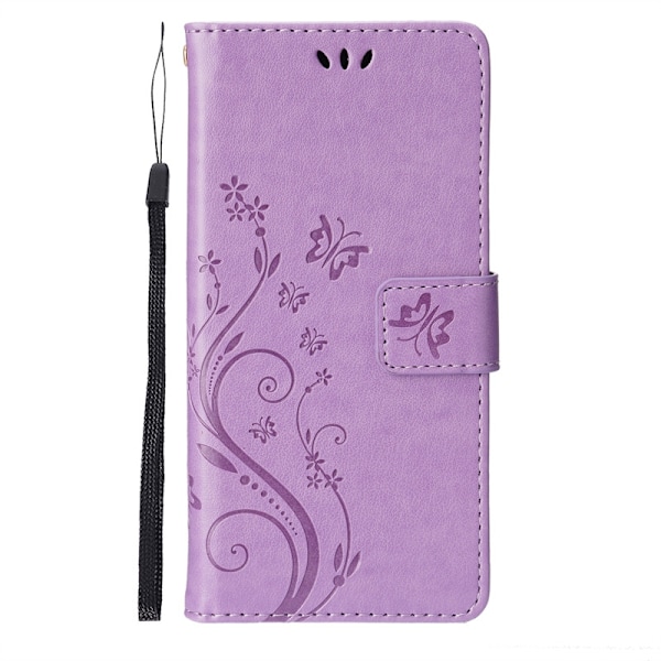 Etui til iPhone 13 Pro Lys lilla-sommerfugl skinnetui Flip Sommerfugl 3D-preget