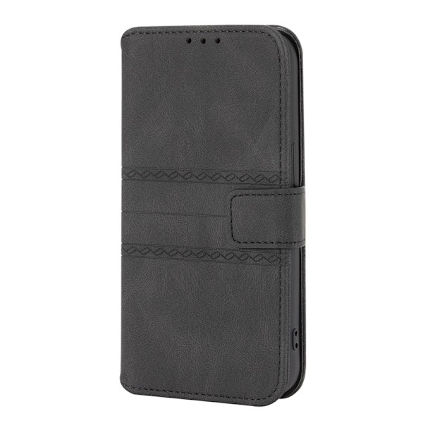 Fodral för iPhone 13 6.1 Svart enkel skal Plånbok med Korthållare Flip Fantasy Soft-Touch 3D Präglad