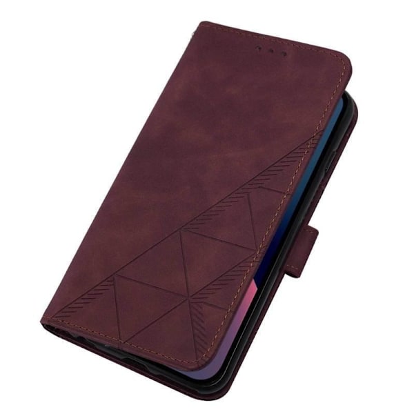 Fodral för iPhone 13 mini Claret business 3D Präglad Plånbok med Korthållare Soft-Touch Blandade Material