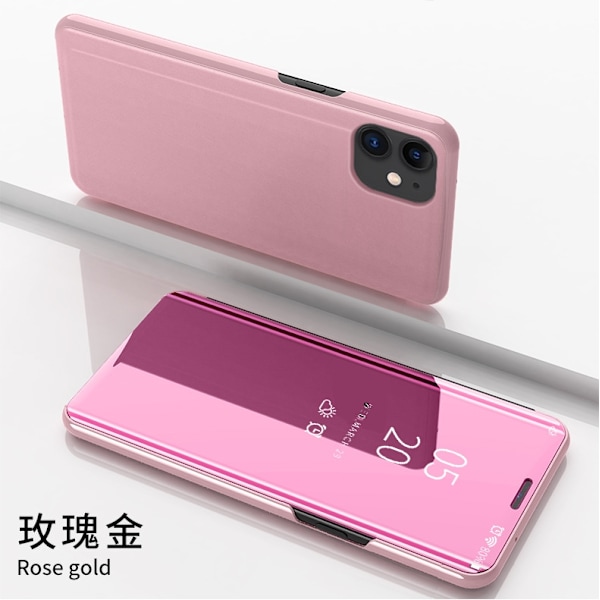 Etui til iPhone 14PRO MAX Rosaguld Elektroplettering spejl Flip