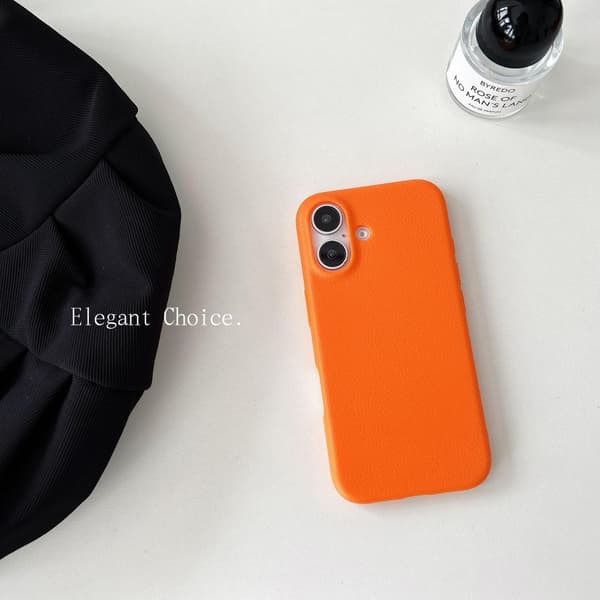 iPhone 14 -kotelo, oranssi, tavallinen nahka, dopamiini