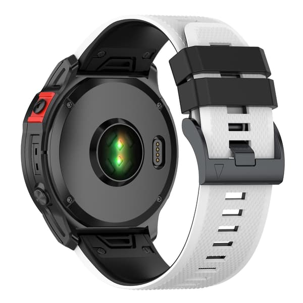 Hvid Sort Hvid Sort Silikone Urrem kompatibel med Garmin Fenix 7