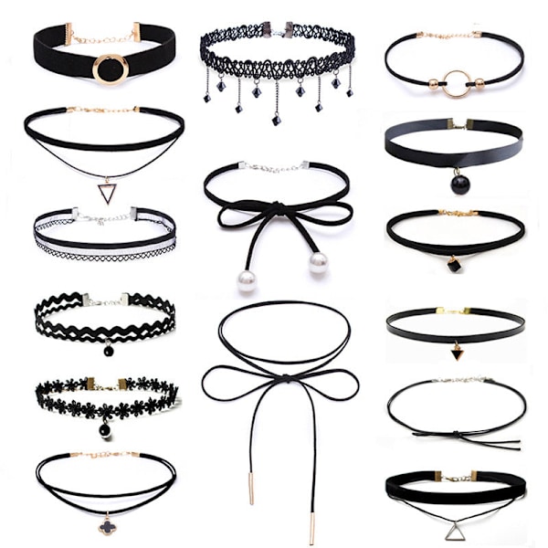 Dame falsk krage Avtakbar halv Choker / Halskjede Kombinasjon T set 25-15 piece set
