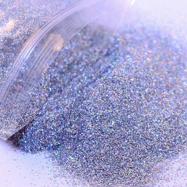 Fint Holographic Nail Glitter Powder - Laser Silver Nail Paljetter Hexagon Form 50G LS-5