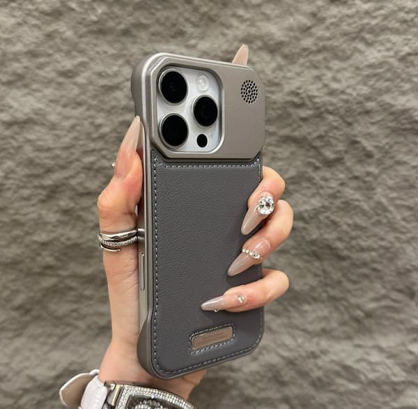 Etui til iPhone 14 Pro Max grå rammeløs aromaterapi læder magnetisk metal