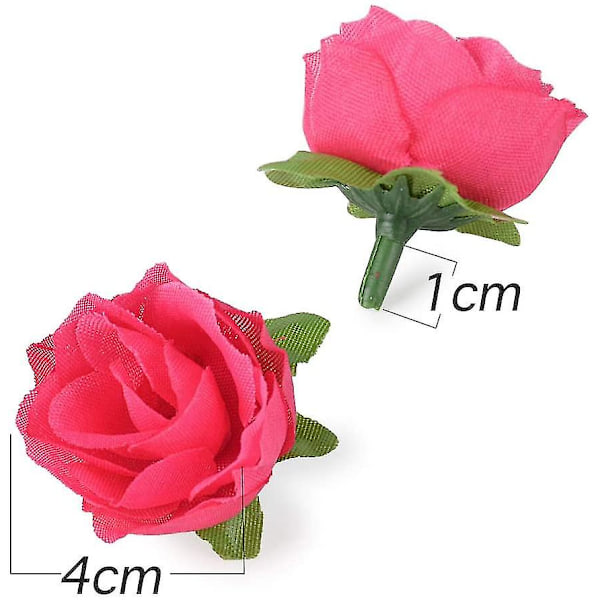 (dia: 3cm) 100 stk. Kunstig Rose Blomsterhode Blomsterhode Falsk Kunstig Plante Dekorasjon Rose Rose red