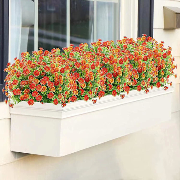 5 stk. Kunstig Blomst UV-bestandig 7 Gren Forår Sommer Simuleret Eucalyptus Chrysanthemum Yellow
