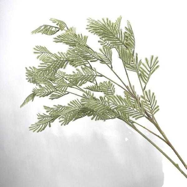 Mimosa Konstgjorda Blommor Gröna Blad för Vardagsrumsbordsdekoration Large 6-pronged fork 93cm