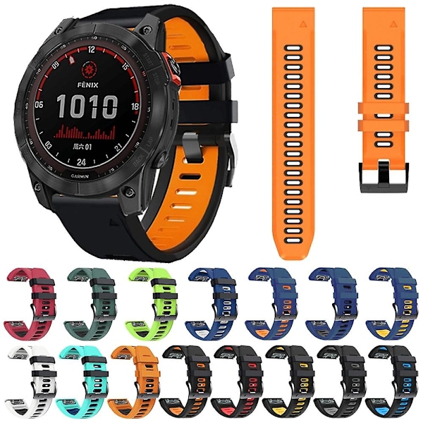 Mint Grøn Blå Mint Grøn Blå 26mm Silikone Urrem kompatibel med Garmin Fenix 7x