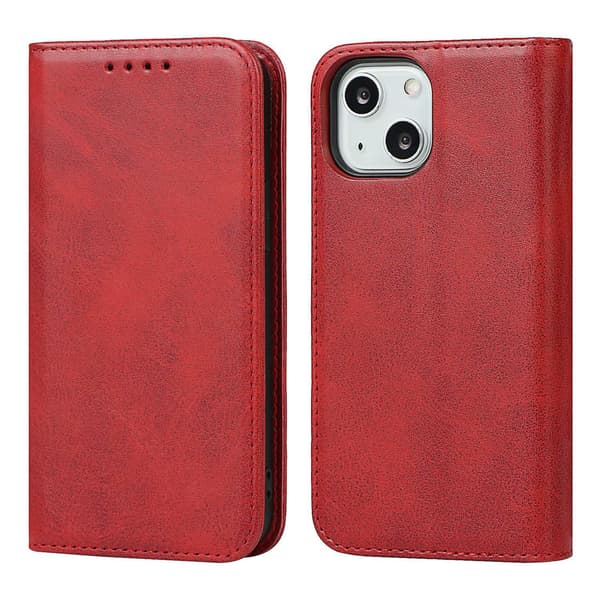 Kotelo iPhone 13 mini Claret vasikannahka Flipille
