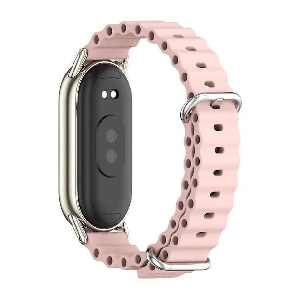 Vaaleanpunainen vaaleakultainen Mijobs Marine silikoninen hengittävä ranneke, yhteensopiva Xiaomi Mi Band 8:n kanssa