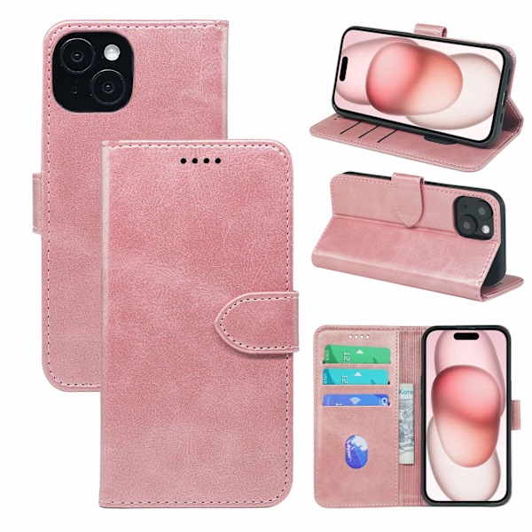Etui til iPhone iPhone 16E Rose Gold Kalveskinn frontspenne