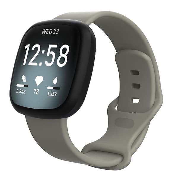Grå Grå kompatibel med Fitbit Versa 3 / Sense Silikone Urrem Størrelse: L