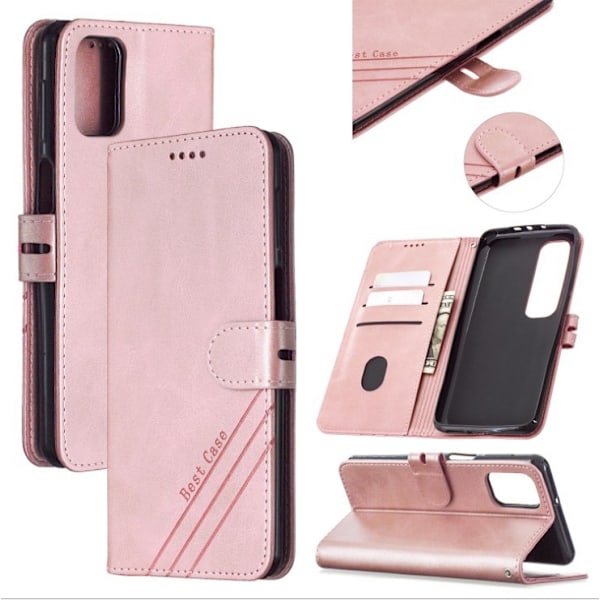 Fodral för iPhone 13 Mini Roséguld Kalvskinn Enkel Plånbok med Korthållare Flip
