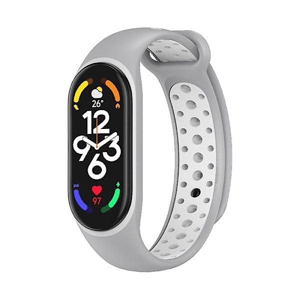 Grå Hvid Grå Hvid Silikone Urrem kompatibel med Xiaomi Mi Band 7