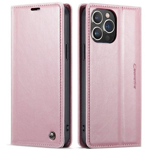 Kotelo iPhone 15ProMax -puhelimelle, vaaleanpunainen Vintage Distressed -lompakkokotelo korttipidikkeellä ja läpällä