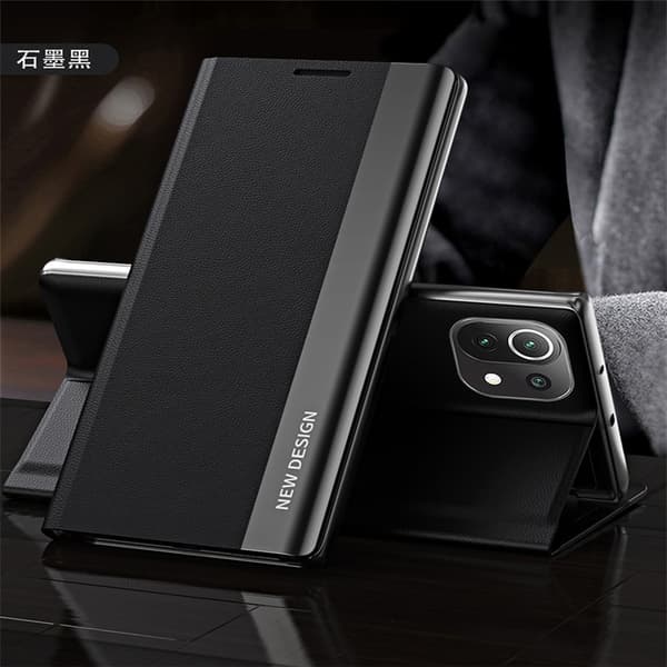 Etui til iPhone 13 Pro Max Grafitt Sort Flip Stativ Erstatning Side Elektroplettering Sidevindu Magnetisk
