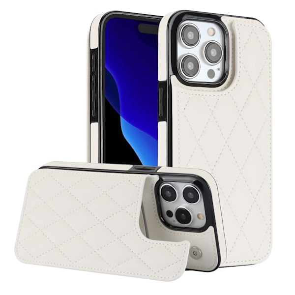 Etui til iPhone 13 mini Hvid ins dobbelt spænde pung med kortholder diamantstativ Full-Body læder