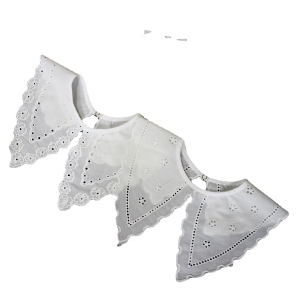 Dame falsk krage Avtakbar halv hul brodert bomull 1#