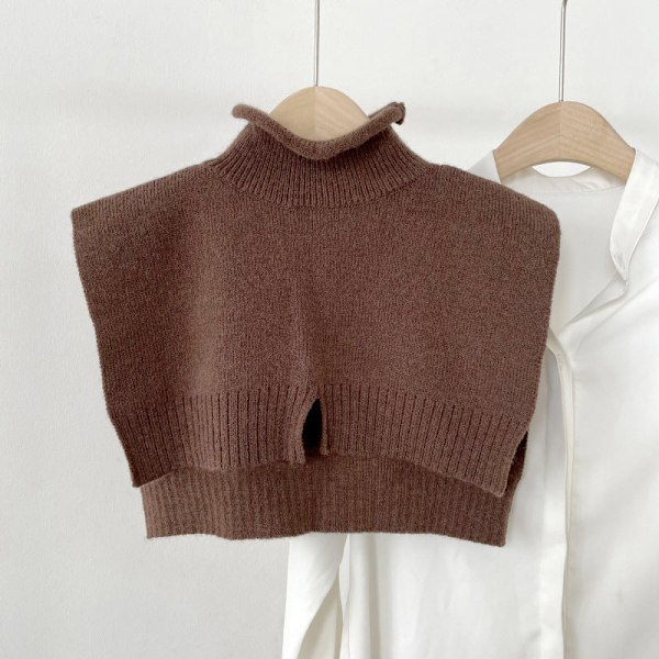 Dame falsk krage Avtakbar halv sjal Allsidig ensfarget Coffee color