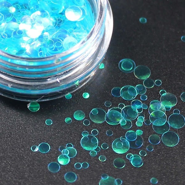 Glänsande runda ultratunna paljetter Färgglada Nail Art Glitter Tips Deep Blue