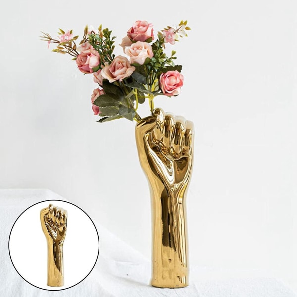 Ny nordisk blomstervas i porslin A Hand Gold Plating Statue S