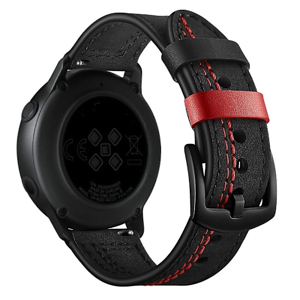 Svart Svart 22mm kompatibel med Huawei Watch Gt2e / Gt2 46mm Zigzag Läderarmband (svart)