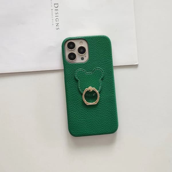 Etui til iPhone 13 Stand Lædertekstur Ventileret Grøn
