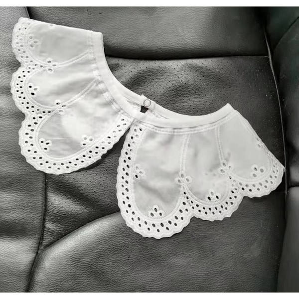 Lös krage för kvinnor Avtagbar halv ihålig broderad bomull 4# adult style