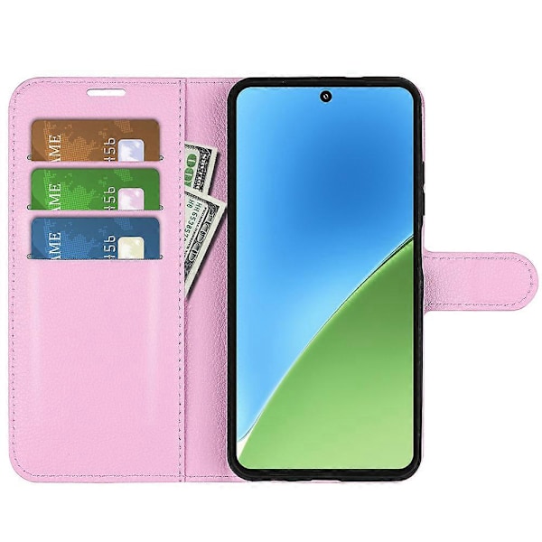 Til Xiaomi 15 Etui Litchi Tekstur Stødsikkert Læder Wallet Telefon Cover Pink