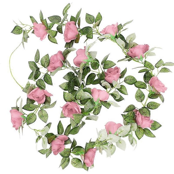 220cm Keinotekoinen Ruusuviiniköynnös Riippuva Seppele Juhlat Koti Häät Koristelu Pink